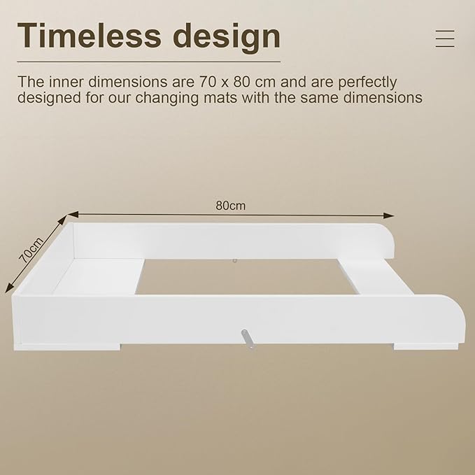 WOLTU WT007 table à langer pour commode - MDF blanc - profondeur réglable de 46,5 à 50 cm