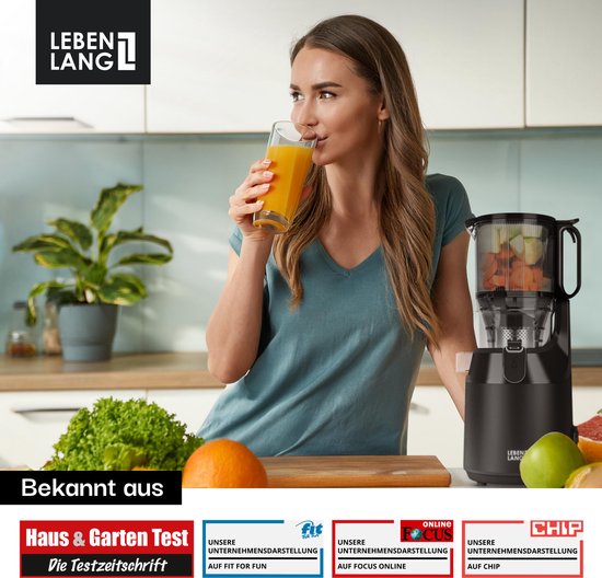 LEBENLANG - Centrifugeuse - Centrifugeuse à extraction lente - Centrifugeuse pour fruits et légumes - Extracteur de jus pour fruits et légumes - Machine à jus - Appareil à jus - Centrifugeuse à extraction lente - Centrifugeuse - 100 % sans BPA - Centrifug
