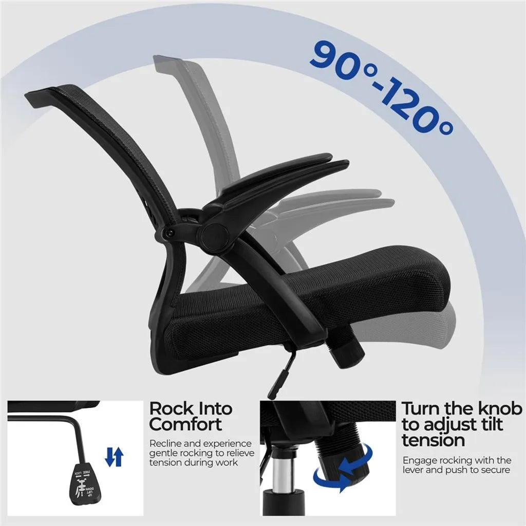Chaise de bureau ergonomique Yaheetech avec accoudoirs réglables, jusqu'à 136 kg, noire