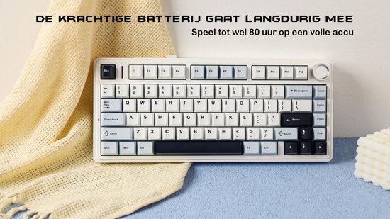 EPOMAKER x AULA F75 - Bleu clair - Clavier mécanique sans fil - RGB - 75 % - QWERTY - Clavier gaming - Commutateurs Reaper