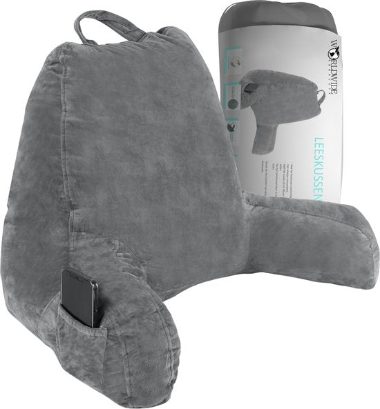 WorldWide products Coussin de lecture avec accoudoirs - Coussin de relaxation en mousse à mémoire de forme - pour le lit