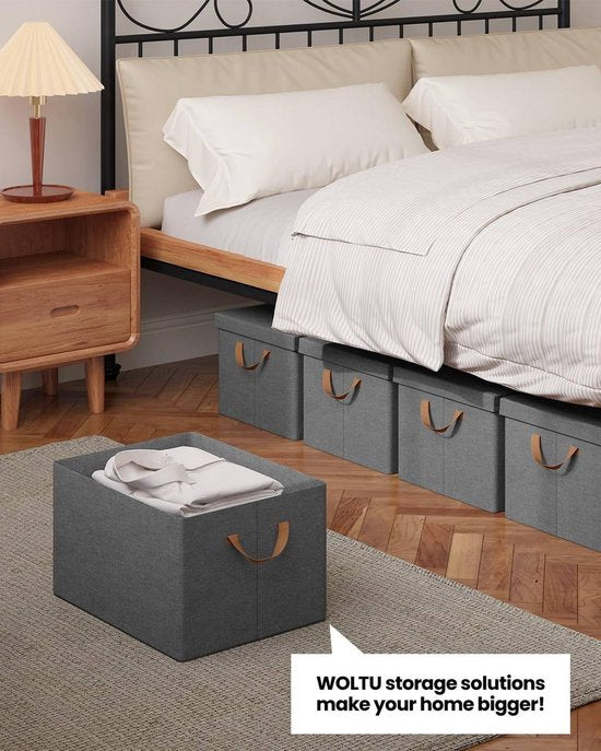 Rootz Lot de 5 boîtes de rangement pliables - Bacs de rangement - Conteneurs pliables - Couvercles de protection - Peu encombrants - Conception durable - 20 L, 27 L, 36 L, 51 L