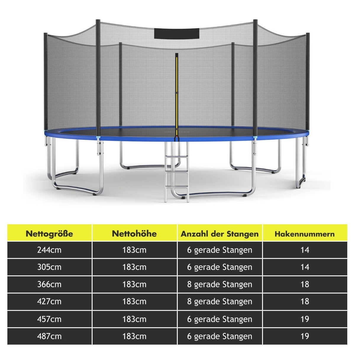 Coast Ø 427 cm filet de sécurité pour trampoline pour remplacer les trampolines de jardin à l'extérieur avec fermeture à glissière
