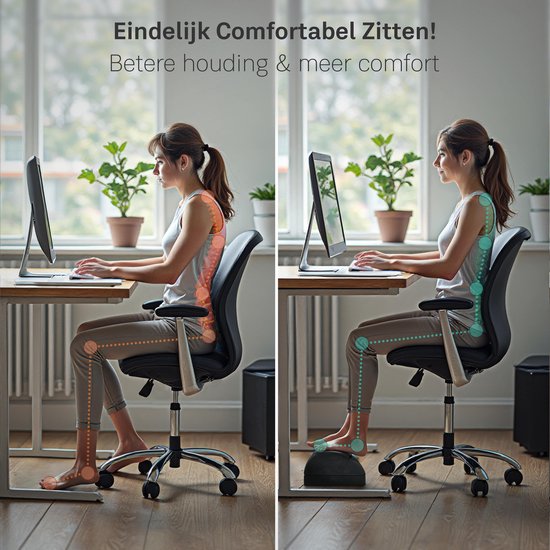 CozySense® Footrest Desk - Tabouret ergonomique à 2 hauteurs - Antidérapant et housse Sherpa lavable - Repose-pieds pour la maison et le bureau - Noir
