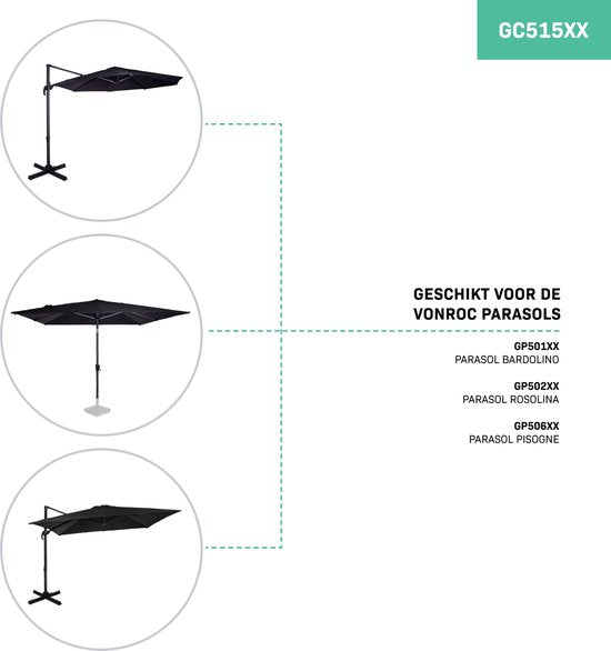 VONROC Housse de parasol M - 220x45cm - Pour parasols bâtons et flottants jusqu'à 400cm - Universelle & pour GP501XX, GP502XX, GP506XX