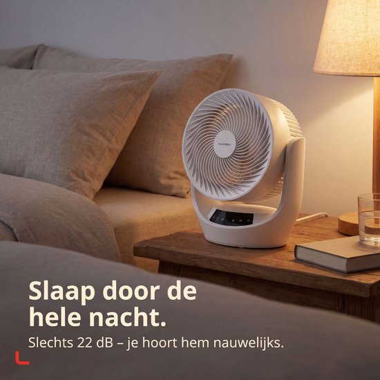 Ventilateur de table sans fil SwitchBot 22 dB - Ventilateur USB rechargeable ultra-silencieux avec application et télécommande - Circulation d'air silencieuse sur le bureau - 4 vitesses et minuterie - Blanc
