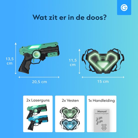 Kit de laser game Silvergear pour enfants avec 2 pistolets laser et 2 gilets - Pistolet jouet interactif d'une portée de 15 m - Jeu de tir - Jeu de combat Laser Tag en plein air - Cadeau pour garçons et filles - 6, 7, 8, 9, 10, 11, 12, 13, 14, 15, 16 ans