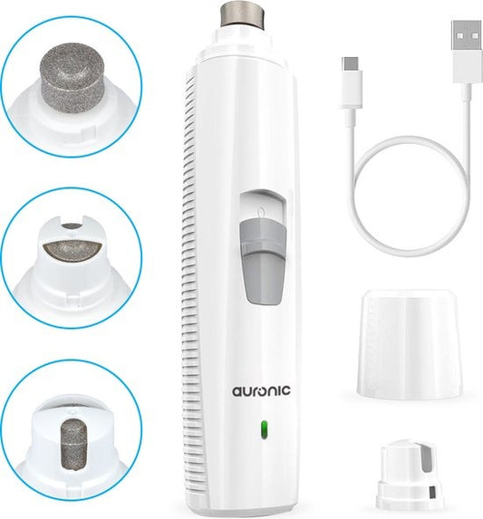 Auronic lime à ongles électrique - pour animaux - rechargeable - sans fil - tête de lime en diamant - chiens/chats - blanc