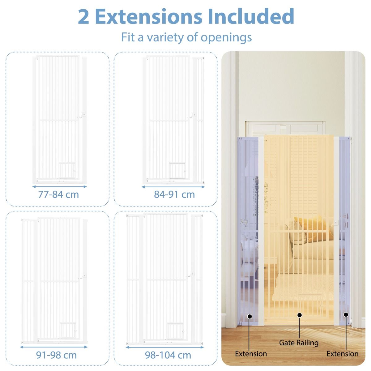 Coast High Animal Barrier White - 77-104 x 171 cm - Avec 2 rallonges - Sans perçage