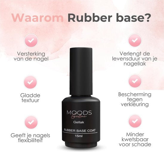 Moods Gellac - Rubber Base Coat - Vernis à ongles - Gellac Starter Pack - Ongles - Gellac Set - 15 ML