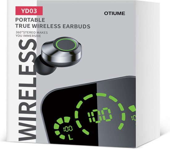 Otiume - Ecouteurs sans fil - Son HiFi Extra Bass - Commandes tactiles - Ecouteurs sans fil - Résistants à la sueur et à la pluie - Ecouteurs pour le sport - Bluetooth