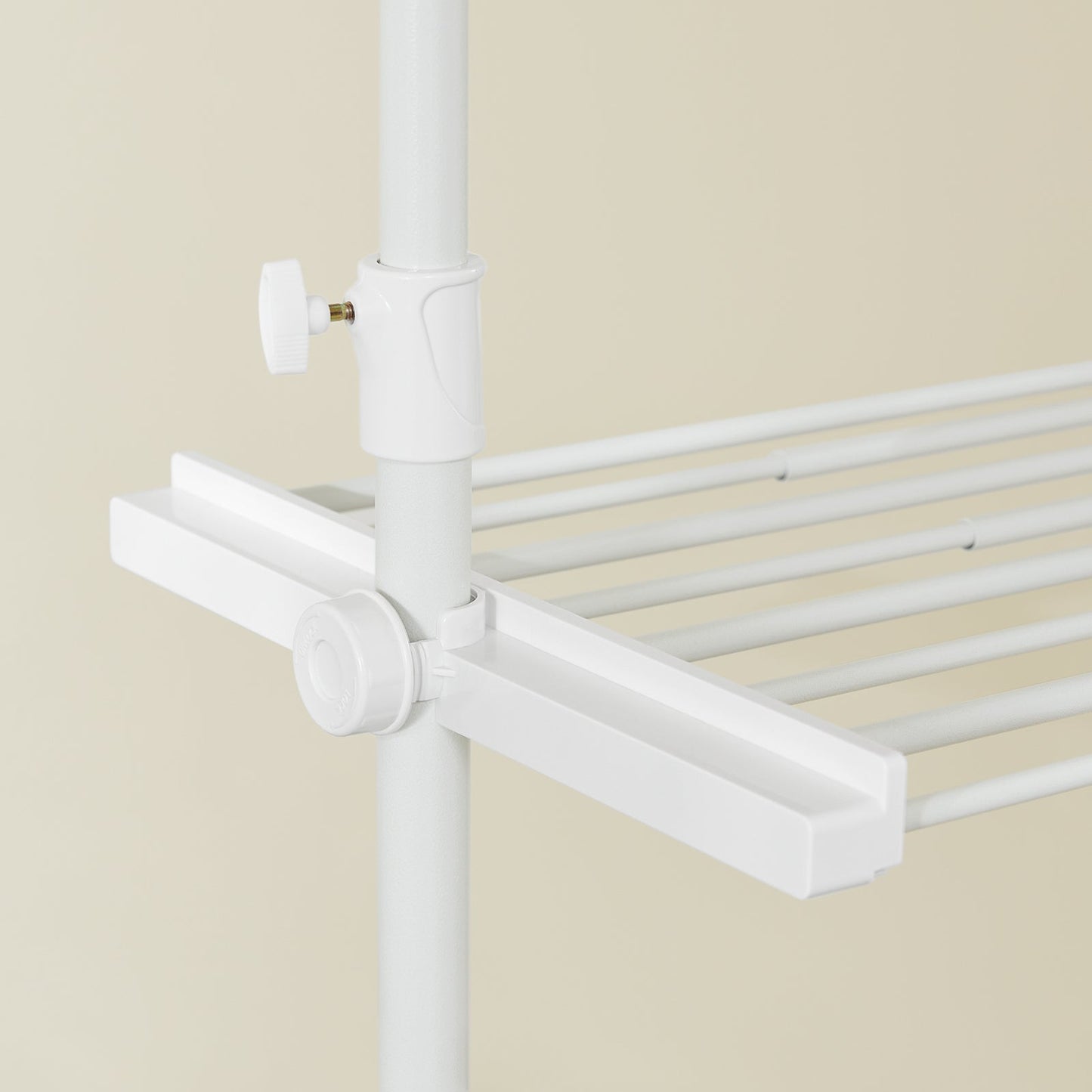 SoBuy FRG34-II-W Porte-vêtements télescopique réglable blanc - 147-195 x 200-295 cm - Placard ouvert avec tringles et étagères