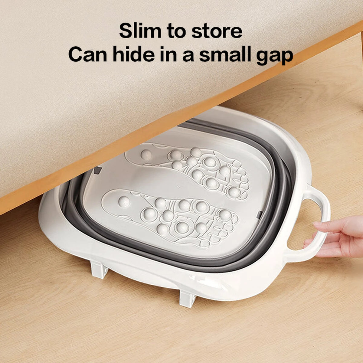Bain de pieds pliable Ochama avec billes de massage - Gris et blanc