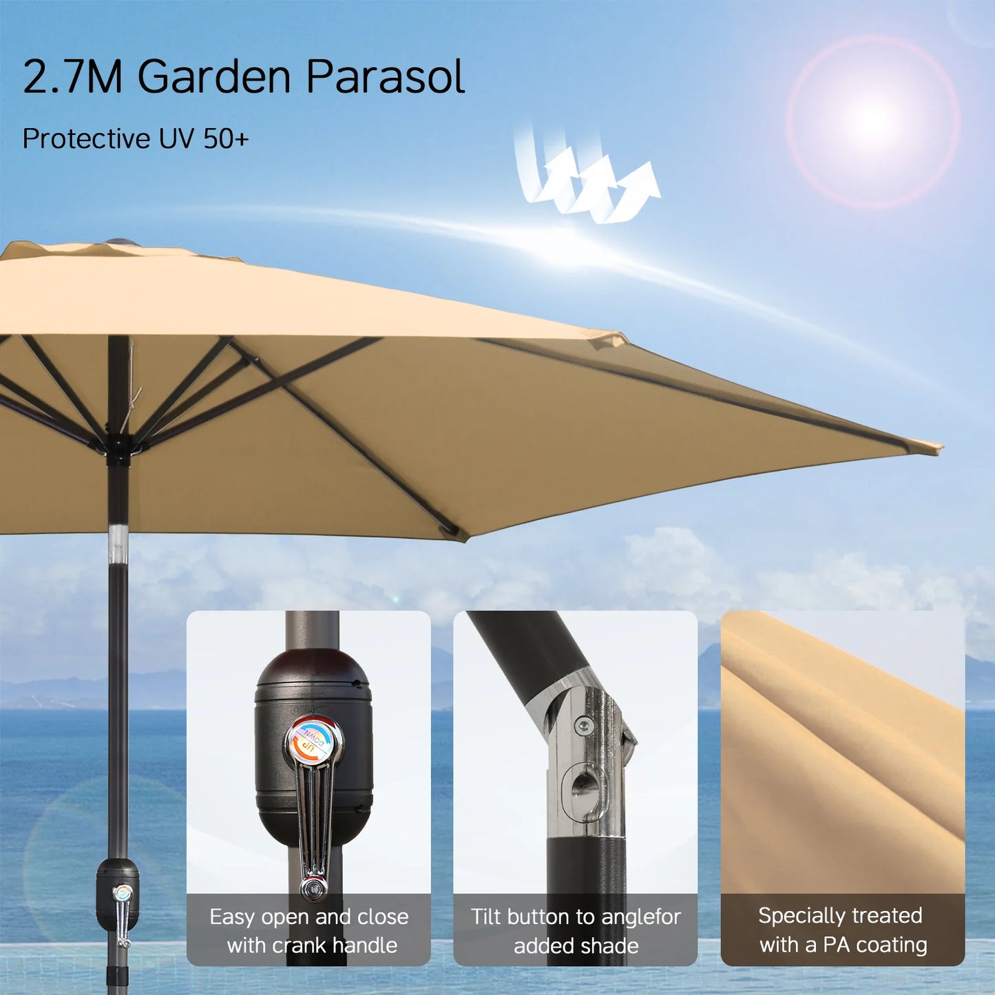 Parasol Angel Living Ø 270 cm - Terre cuite