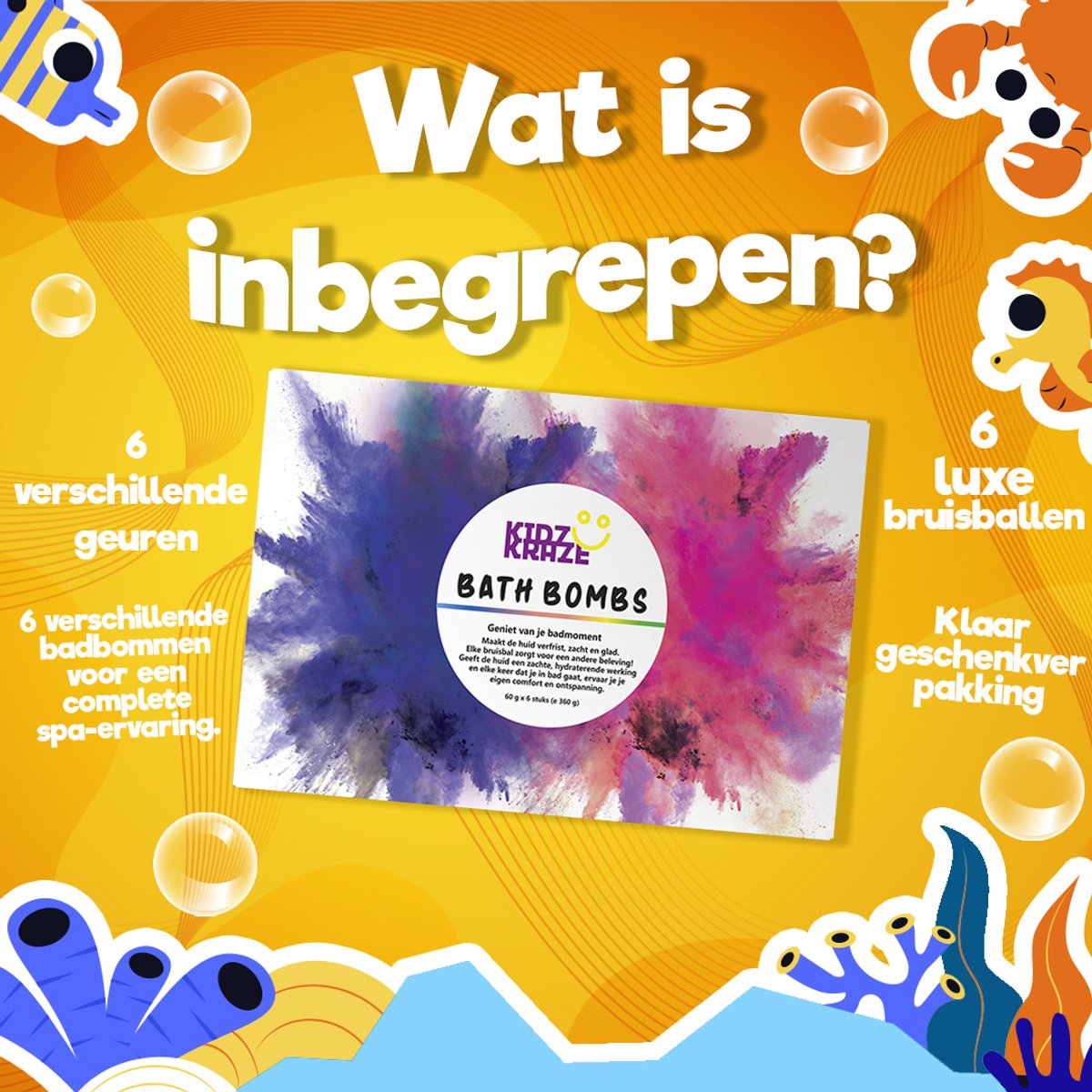 Kidzkraze Boules effervescentes, lot de 6 - Bombes de bain pour enfants