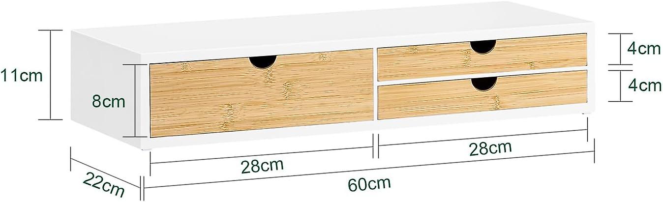 SoBuy - Support de moniteur BBF11-WN - 60 x 22 x 11 cm - Blanc et naturel