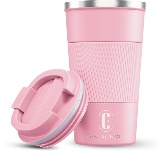 Mug isotherme Castagnola - Mug à café à emporter - Mug de voyage pour café et thé - Mug à thé - 510 ml - Acier inoxydable - Rose