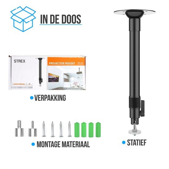 Strex Beamer Tripod - Support Beamer - Support plafond pour Beamer - Réglable - 26/40 CM - Capacité de charge 5KG