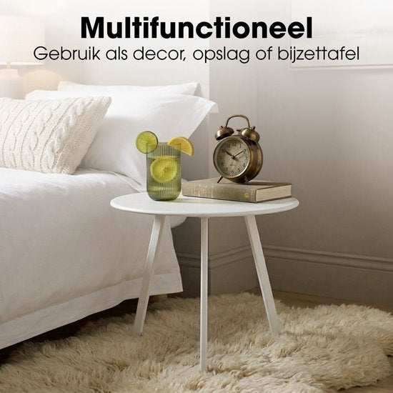 Table d'appoint d'extérieur Mica Decorations Seattle - Table basse ronde - Table pour plantes et table basse - H 30 x Ø 38 cm - Métal - Blanc