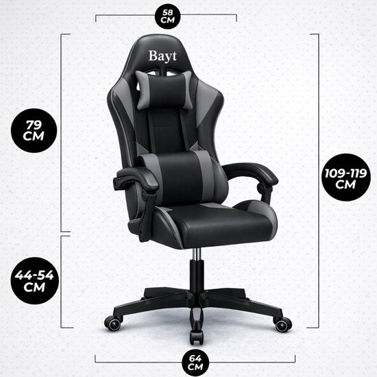 Bayt Gaming Chair - Chaise de jeu - Chaise de bureau ergonomique - Noir - Réglable
