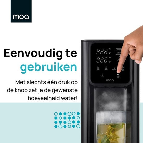 Distributeur d'eau chaude - MOA - Bouilloire - Réglage de la température - Affichage numérique - Réservoir d'eau amovible - 3 litres - Noir