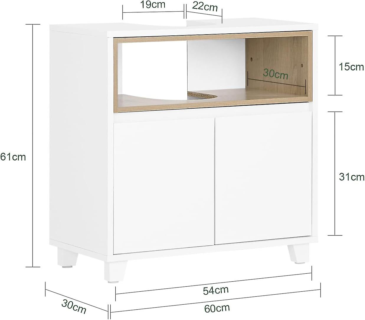 SoBuy - Meuble de salle de bain sous évier - 60 x 30 x 61cm - Blanc