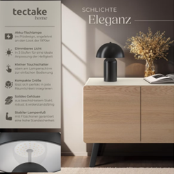 tectake Petite lampe à poser rétro Kade, dimmable, Noir