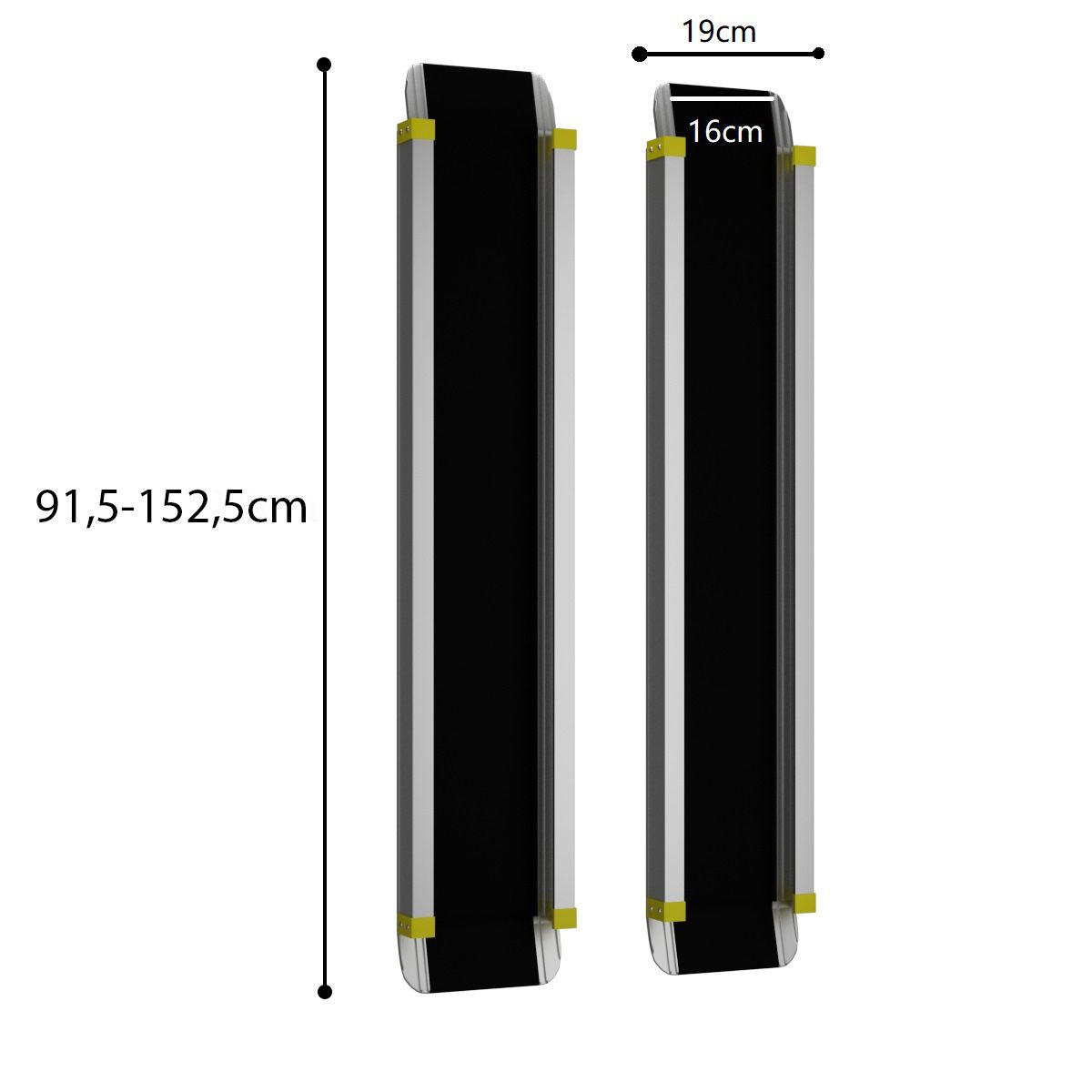 Coast Telescopic Wheelchair ramp Set of 2 - Rampes en aluminium avec revêtement antidérapant - 91.5-152.5 cm - Silver - Capacité de charge 270 kg