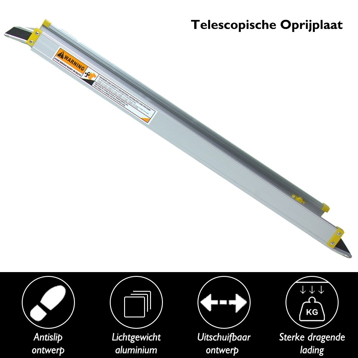 Coast Telescopic Wheelchair ramp Set of 2 - Rampes en aluminium avec revêtement antidérapant - 91.5-152.5 cm - Silver - Capacité de charge 270 kg
