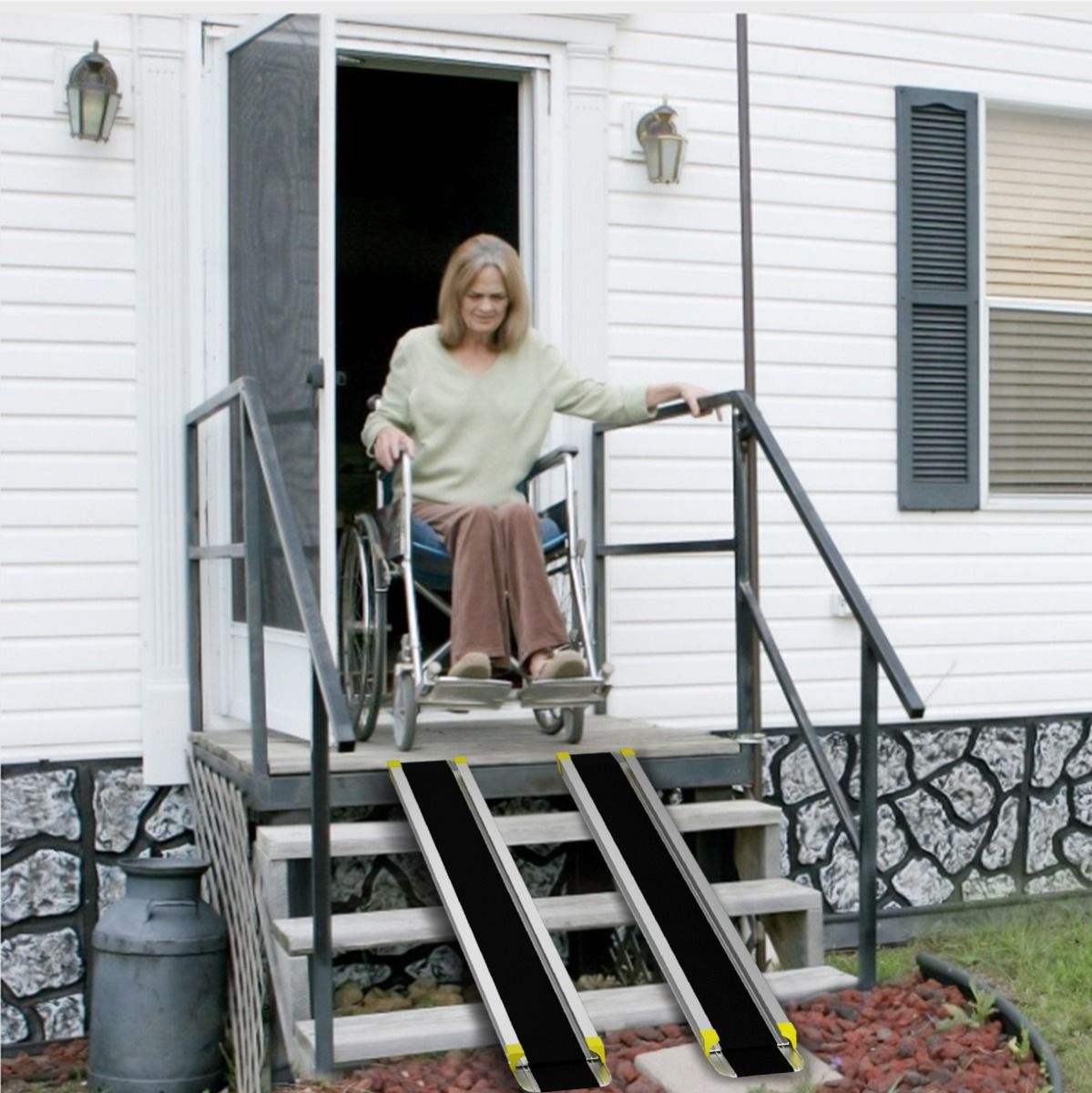 Coast Telescopic Wheelchair ramp Set of 2 - Rampes en aluminium avec revêtement antidérapant - 91.5-152.5 cm - Silver - Capacité de charge 270 kg