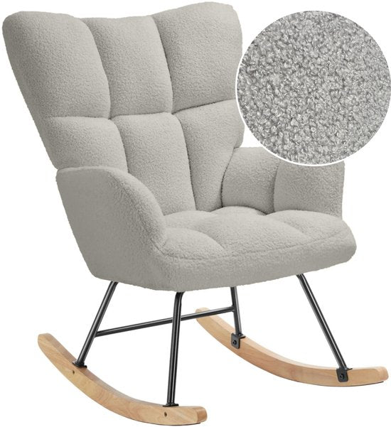 SITTT Fauteuil à bascule - Fauteuil de relaxation pour chambre de bébé - Fauteuil - Chaise d'allaitement - Gris clair