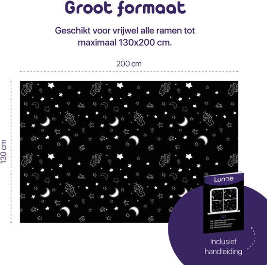 Rideau occultant portable Lunae avec ventouses - 200 x 130 cm - Tissu occultant noir - Rideau occultant à 100 % - Alternative au film occultant pour fenêtres - Rideaux occultants