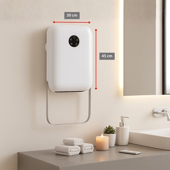 alpina Chauffage de salle de bains électrique 750/2000 W - Radiateur électrique avec 2 niveaux de chaleur et minuterie 24 heures - Radiateur IP22 résistant aux projections d'eau - avec télécommande - Montage mural