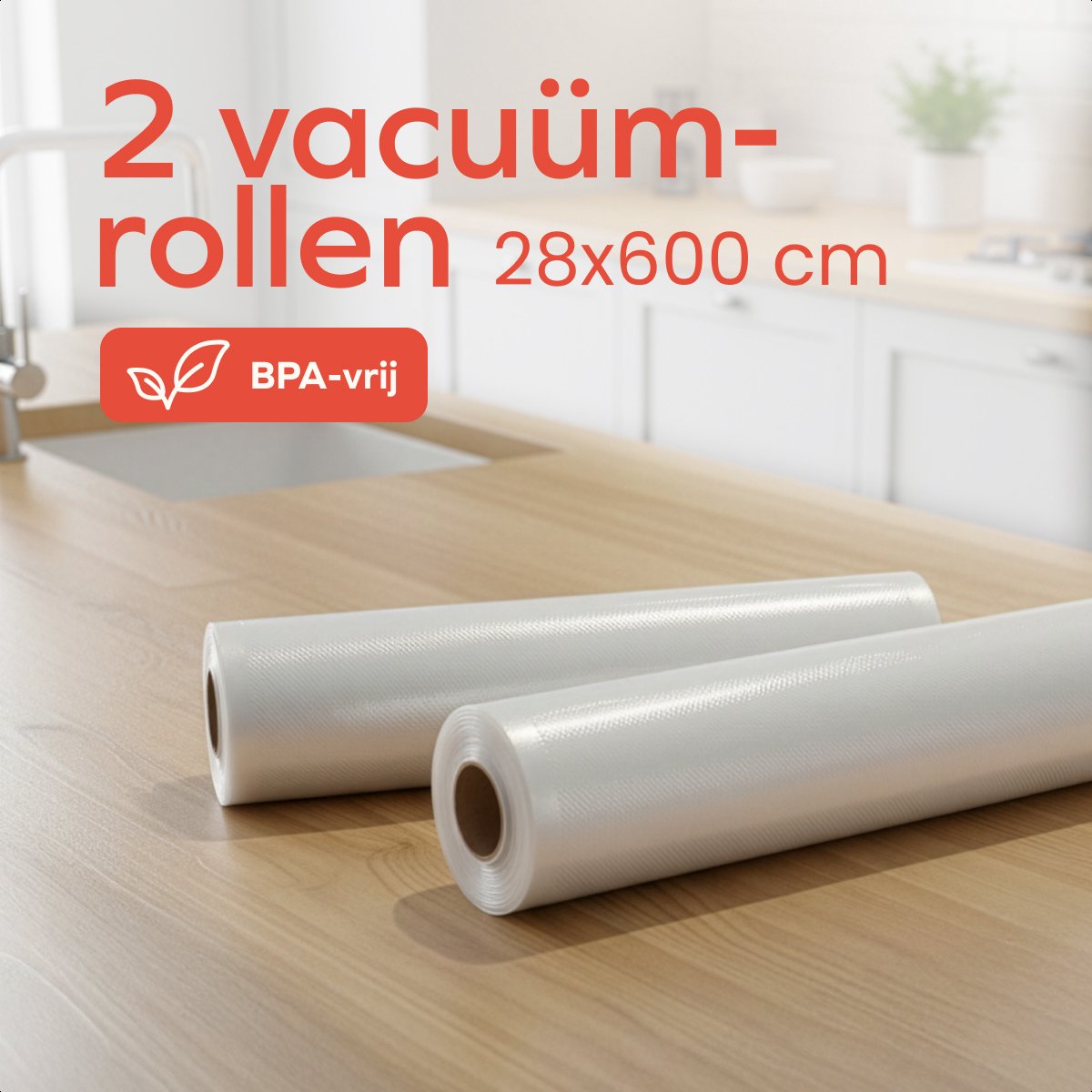 KitchenBrothers Rouleaux de mise sous vide 2 pièces - 28x600cm - sans BPA - pour machine à vide et sous-vide - Emballage alimentaire universel et solide