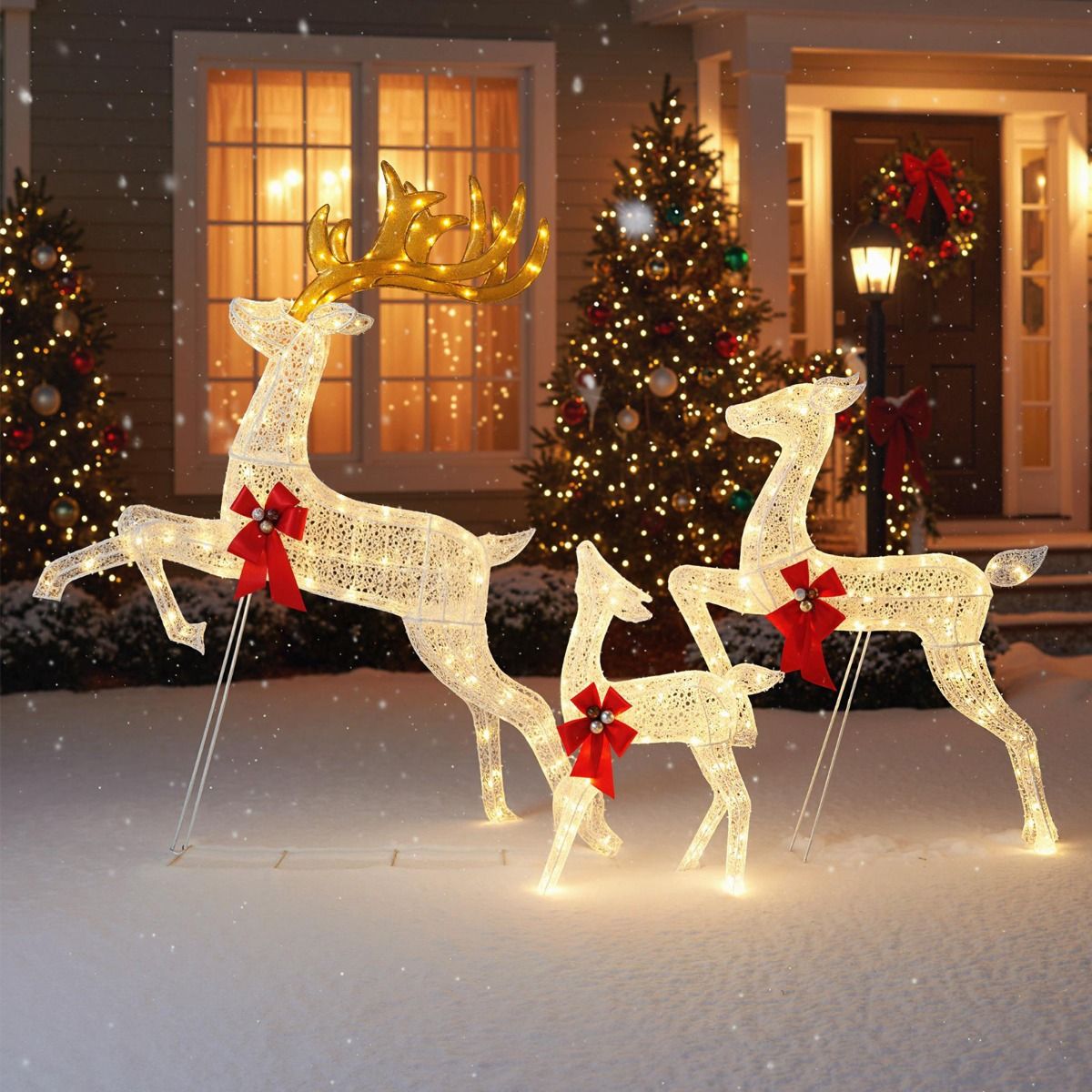 Coast 3-piece LED reindeer family XXL - 330 warm white LEDs - Buck 136x41x152 cm / Doe 86x20x107 cm / Calf 48x20x74 cm