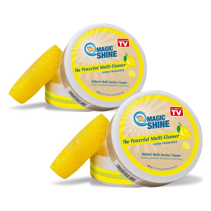 Pure 100 Magic Shine, lot de 2 nettoyants et polish multi-surfaces – Argile française naturelle – Parfum citron