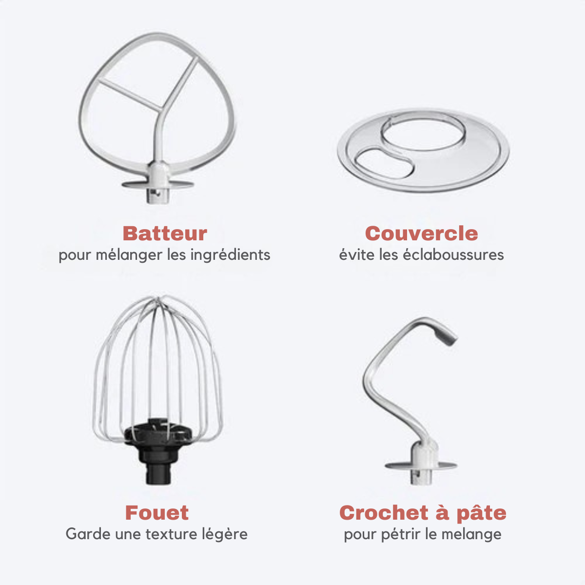 Robot de cuisine - KitchenBrothers - 5L - Mixeur de cuisine - 1200W - Rouge