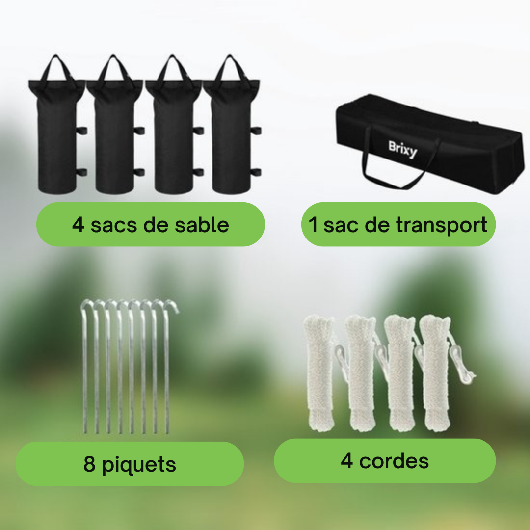Tente de fête Brixy - Pliable - Etanche - 3x3m - H280/310cm - Noir