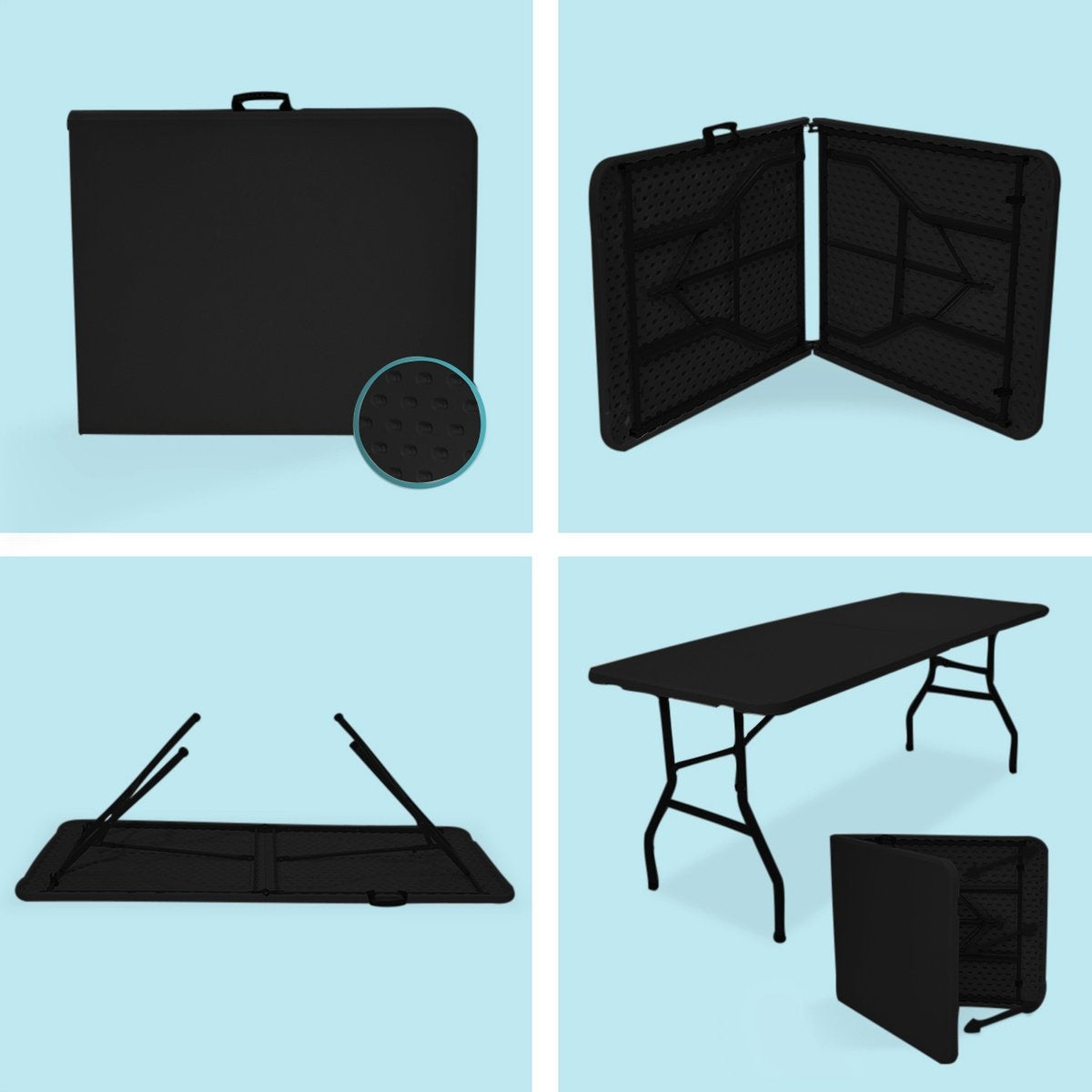 Table pliante LifeGoods - 70x180cm - ajustable et robuste - Résiste aux intempéries - pour l'extérieur - Noir