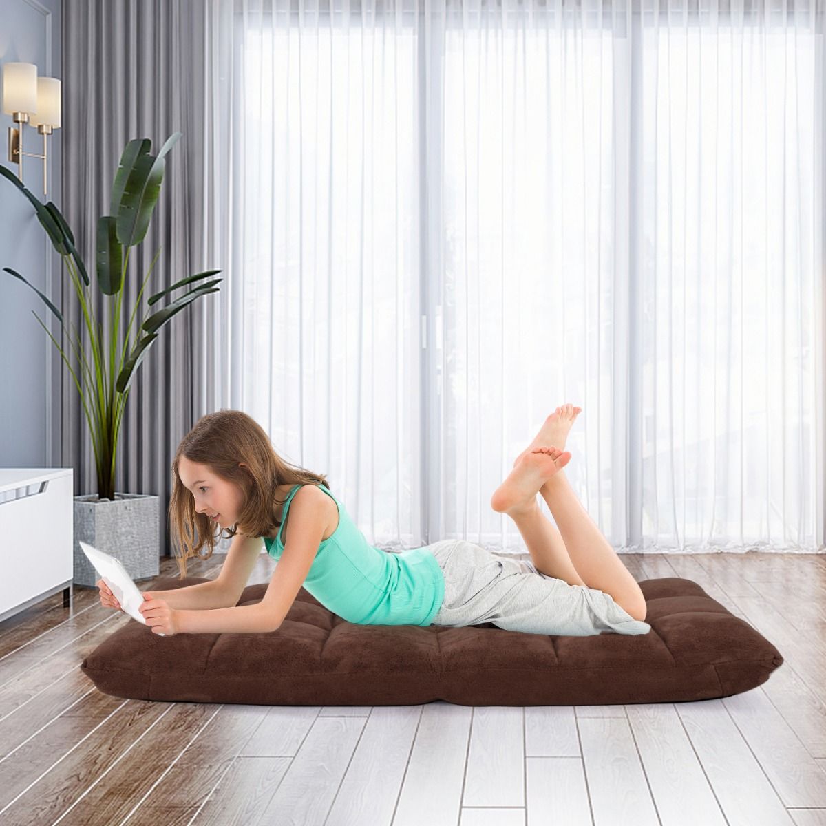 Chaise de sol Coast avec dossier réglable - Max. 90 kg - 105 x 56 x 15 cm - Marron