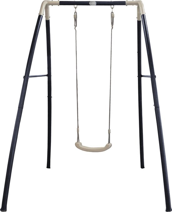 AXI Balançoire en Métal Simple en Anthracite/Crème - Ensemble de balançoire autonome avec siège de balançoire en plastique - Ensemble de balançoire pour enfants