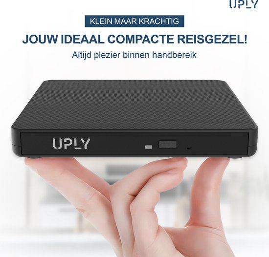 Lecteur DVD externe - UPLY - Windows et Mac - USB C et USB 3.0 - Pour ordinateur portable - Lecteur et graveur DVD externe - CD