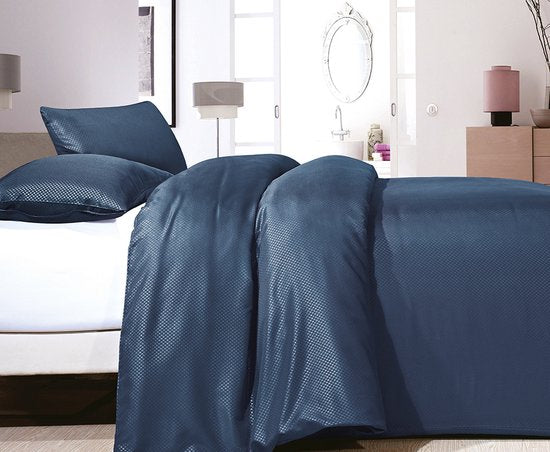 Zensation Satin Point - Housse de couette - Lit simple - 140 x 200/220 + 1 taie d'oreiller 60 x 70 - Bleu