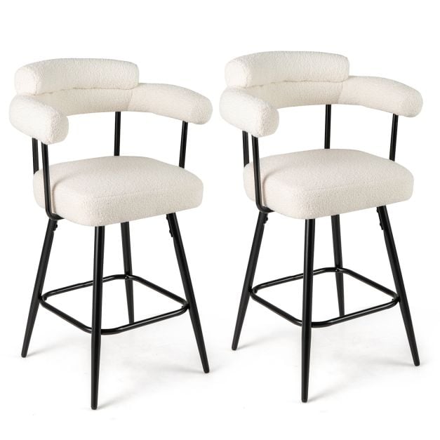 Ensemble Coast de 2 tabourets de bar - Blanc/Noir - Pivotants à 360° - Hauteur d'assise 69 cm