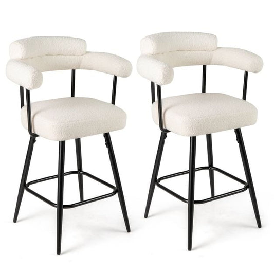 Ensemble Coast de 2 tabourets de bar - Blanc/Noir - Pivotants à 360° - Hauteur d'assise 69 cm