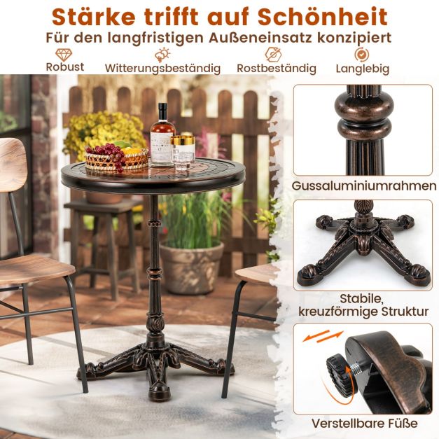 Coast Round Bistro Table - Table de jardin en fonte d'aluminium Ø60.5 x 73 cm - Bronze