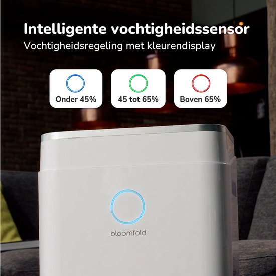 Déshumidificateur Bloomfold - 16L par jour - Fonction Lavage-Séchage incluse - Convient pour le salon, la chambre, le sous-sol et la salle de bain - Déshumidificateur - Blanc