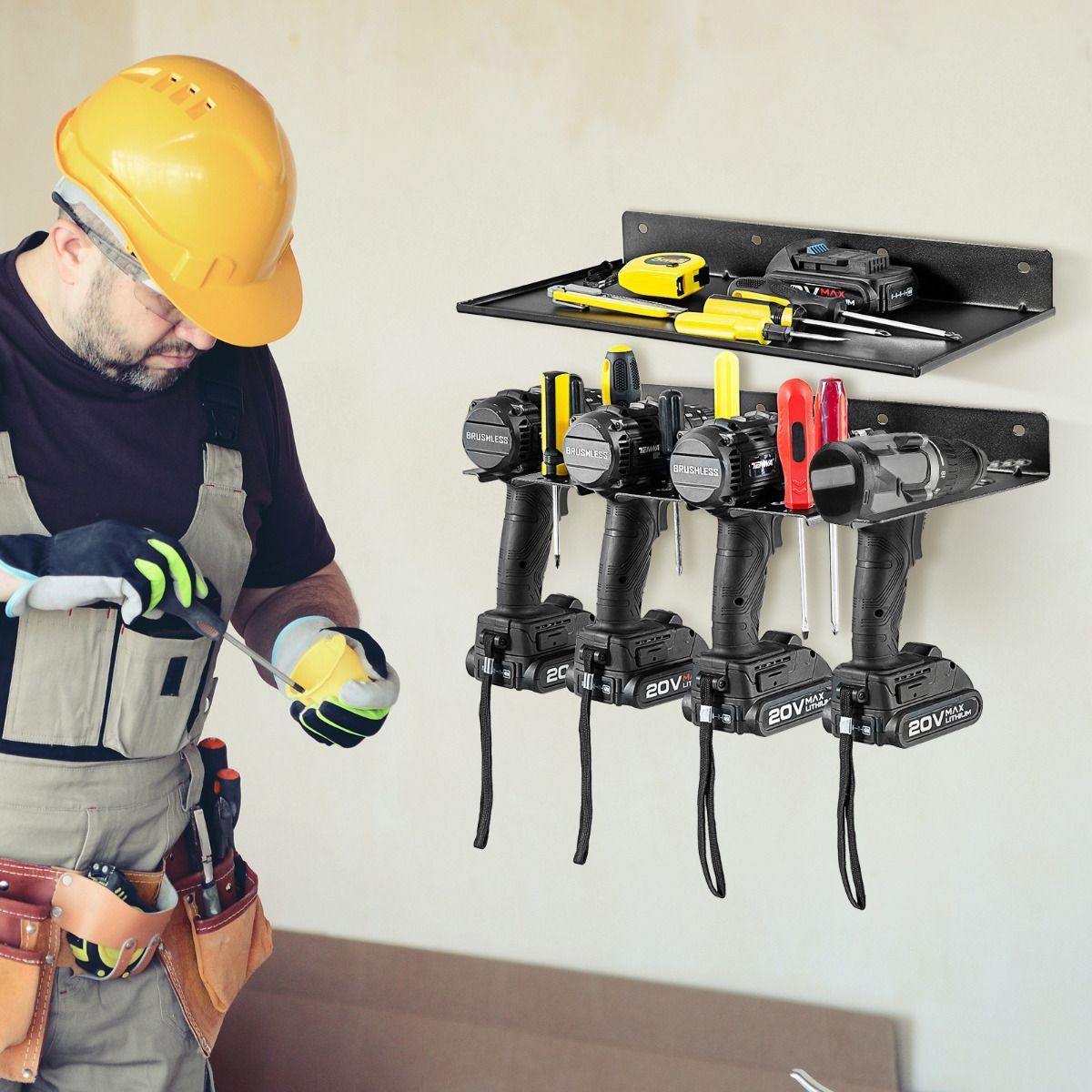 Coast Tool Holder for Drill - Montage mural - Avec 1 étagère - Acier - Max. 23 kg