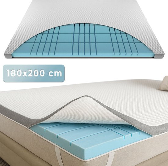 CozySense® CubeTech Topper Mattress 180x200 - Surmatelas - Surmatelas - 100+ Comfort Cubes - Soutien ergonomique - CertiPUR® - 7 cm - Housse lavable