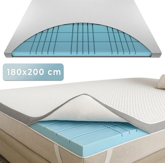 CozySense® CubeTech Topper Mattress 180x200 - Surmatelas - Surmatelas - 100+ Comfort Cubes - Soutien ergonomique - CertiPUR® - 7 cm - Housse lavable